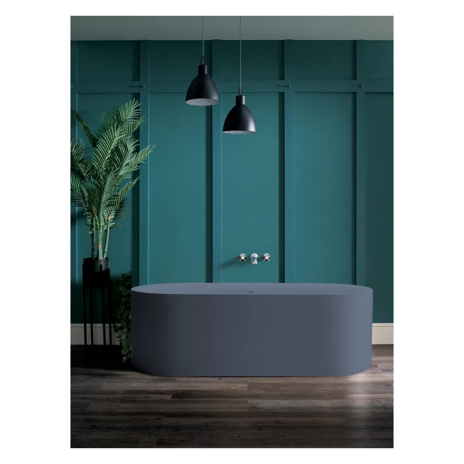 BC Designs Portman Cian Solid Surface Oval Double Ended Freestanding Bath - 1640mm L x 750mm W