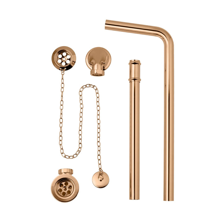 BC Designs Push Down Exposed Extended Brass Bath Waste/Plug and Chain with Overflow Pipe