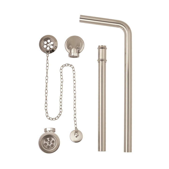 BC Designs Push Down Exposed Extended Brass Bath Waste/Plug and Chain with Overflow Pipe