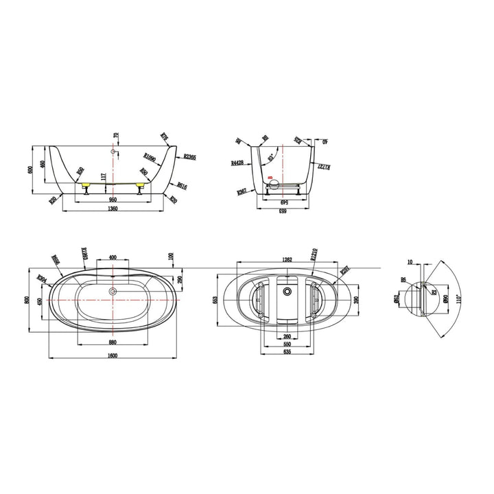 BC Designs Tamorina Double Ended Freestanding Baths, White