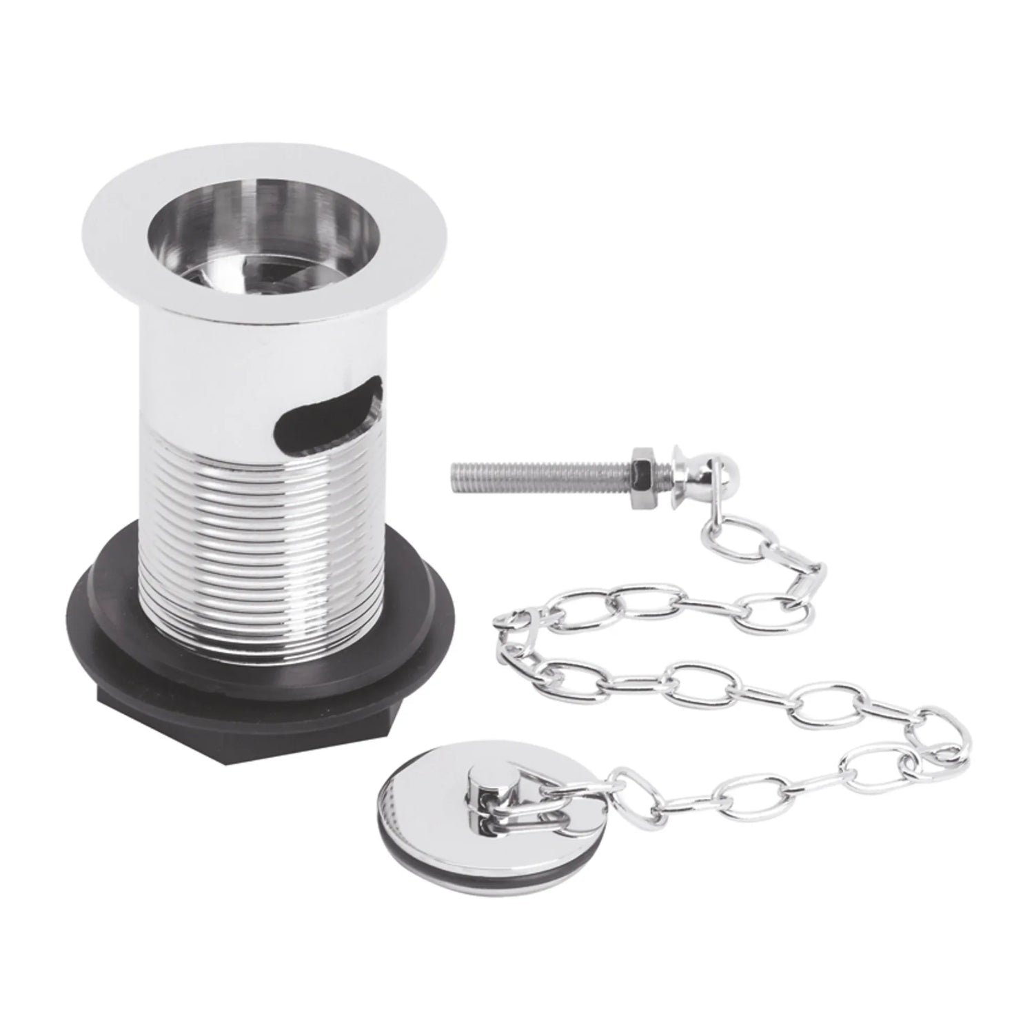 BC Designs Traditional Brass Slotted Basin Waste with Plug and Link Chain