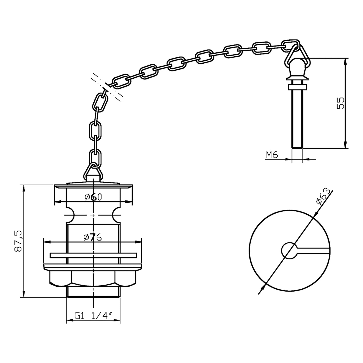 BC Designs Traditional Brass Slotted Basin Waste with Plug and Link Chain