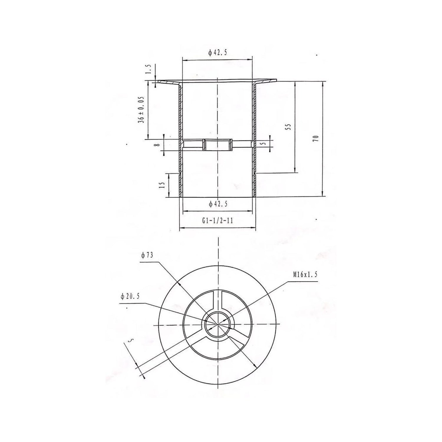 BC Designs Unslotted Brass Push Down Bath Waste, 60mm
