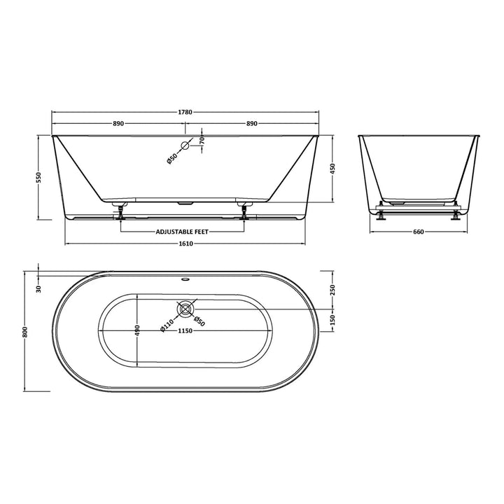 BC Designs Viado White Acrylic Freestanding Baths