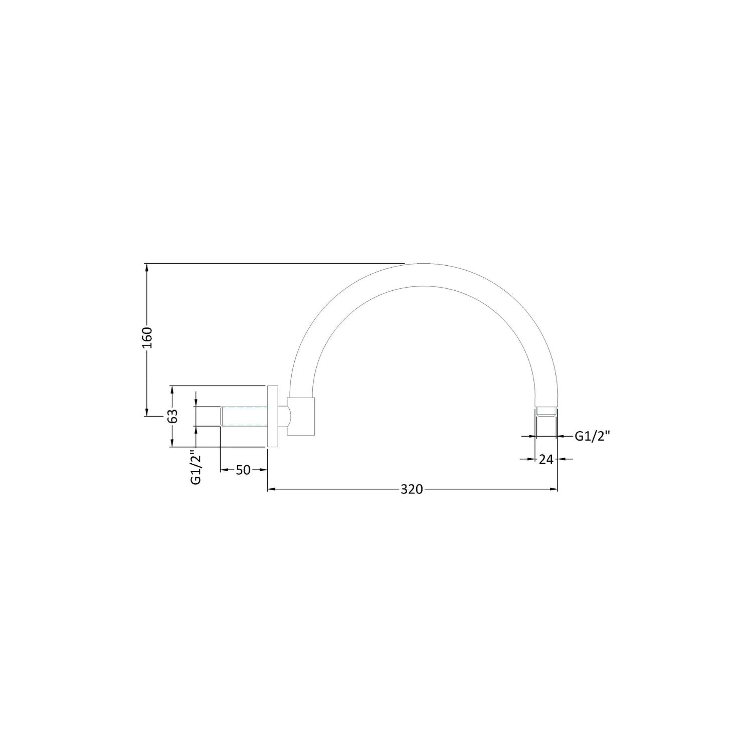 BC Designs Victrion Arch Wall Mounted Shower Arm 180mm H x 60mm W, Brushed Copper