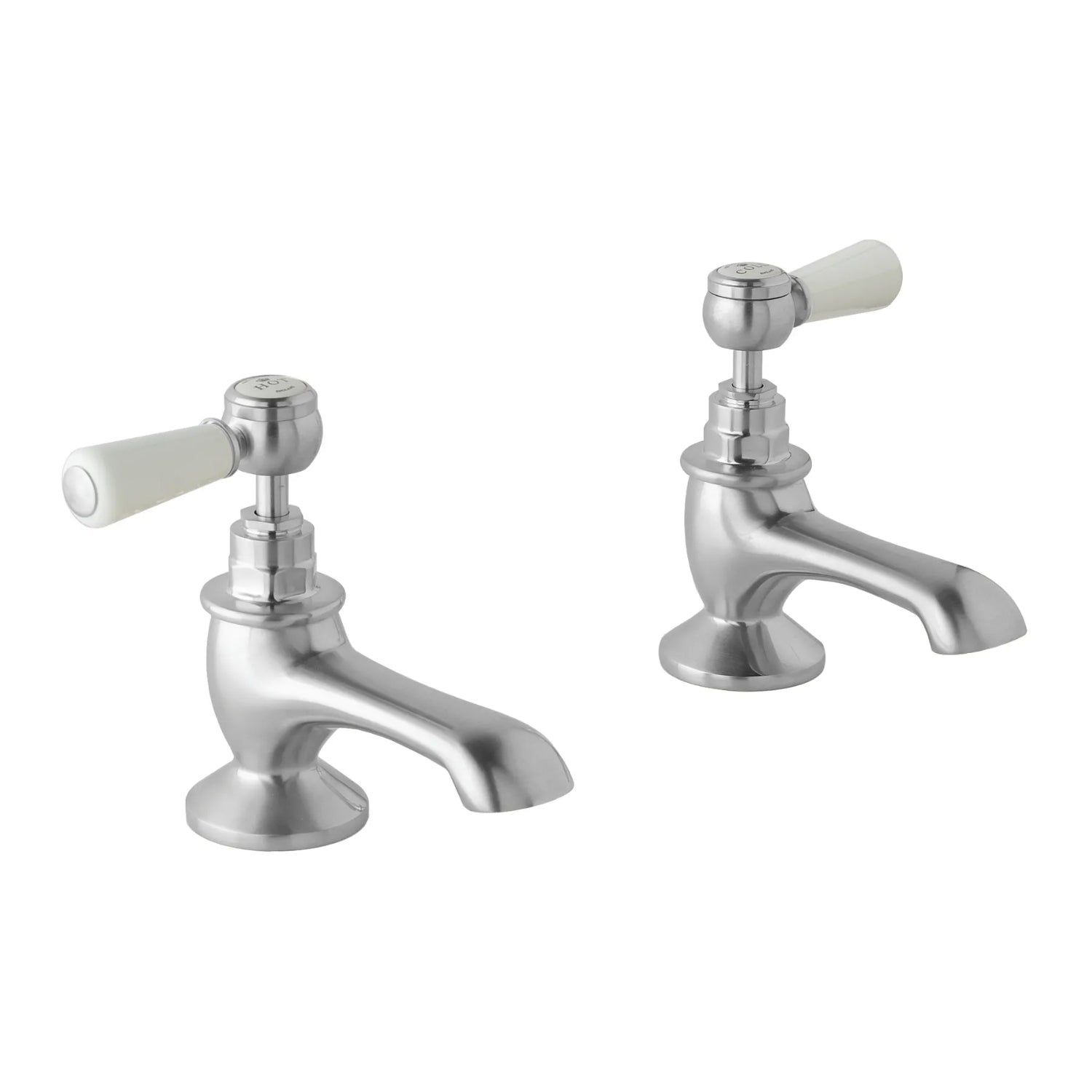 BC Designs Victrion Deck Mounted Brass Lever Bath Filler Taps, Brushed Chrome Finish