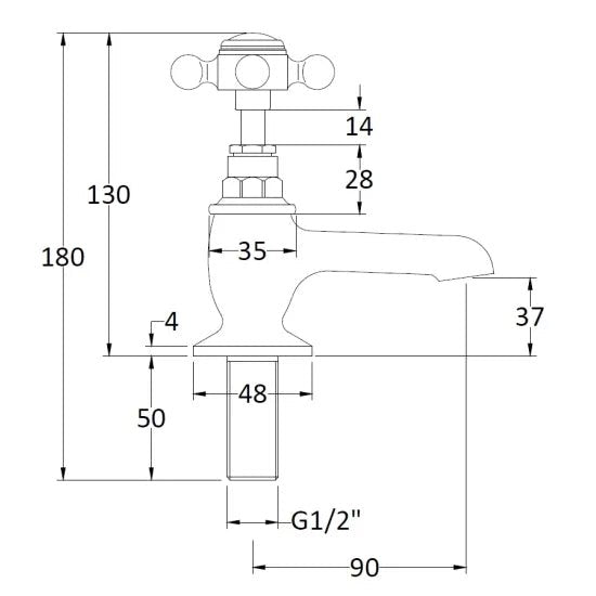 BC Designs Victrion Deck Mounted Crosshead Basin Pillar Taps