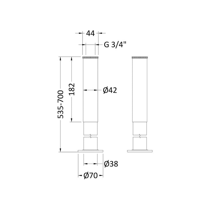 BC Designs Victrion Traditional Bath Legs with Adjustable Shrouds, 720mm H x 70mm W