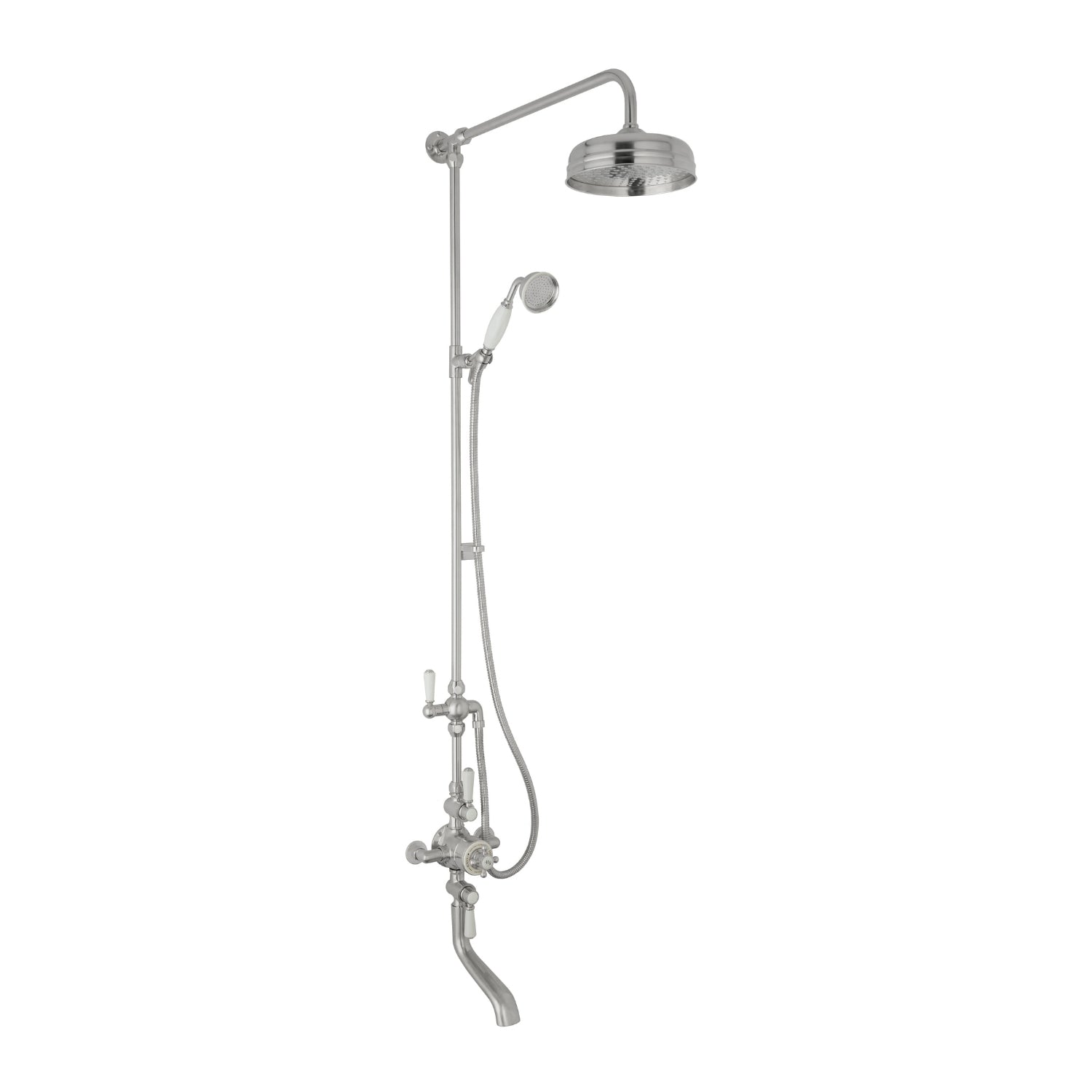 BC Designs Victrion Triple Exposed Shower Valve with Spout Bath Filler and 8 - Inch Shower Head, Brushed Chrome