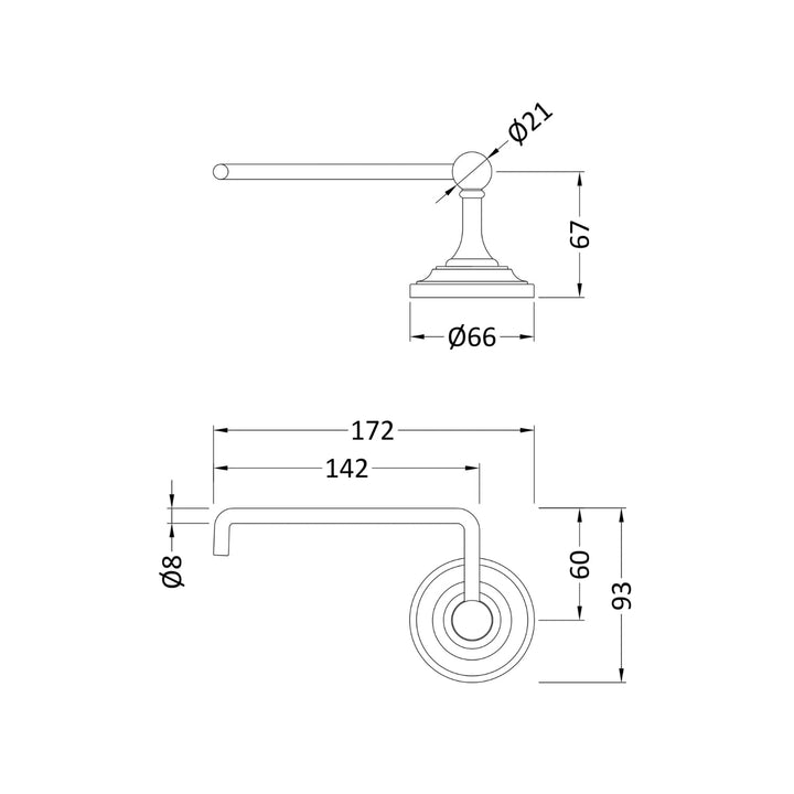 BC Designs Victrion Wall Mounted Brass Toilet Roll Holder 172mm H x 93mm W, Brushed Chrome