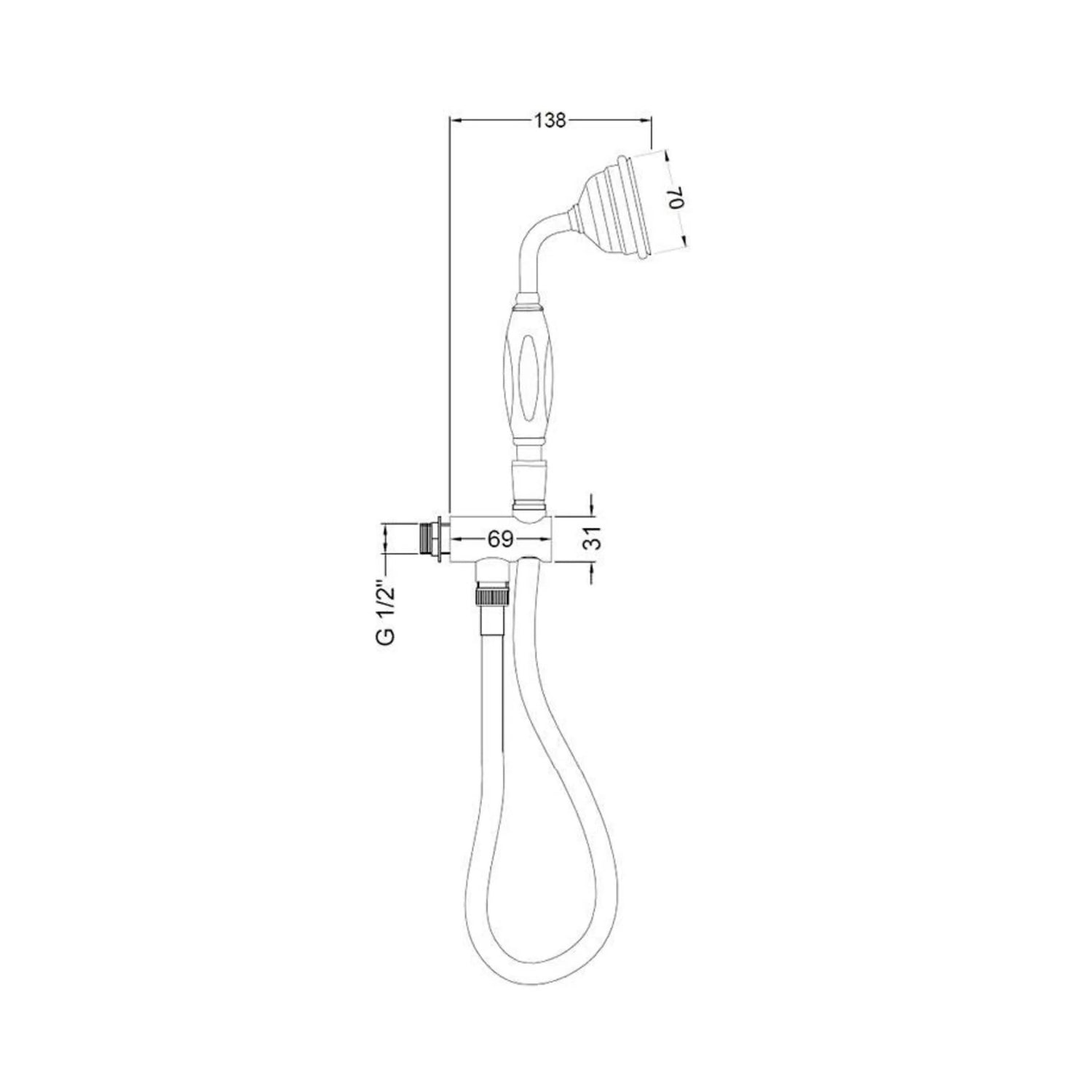BC Designs Victrion Wall Mounted Brass Traditional Handshower Set, Brushed Chrome