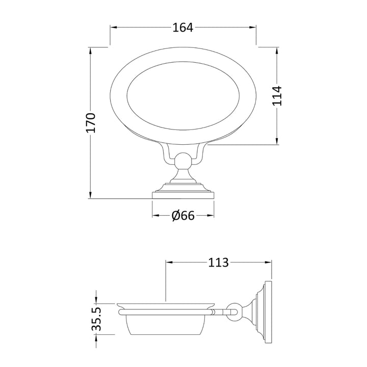 BC Designs Victrion Wall Mounted Ceramic Soap Dish Holder, Brushed Chrome Finish