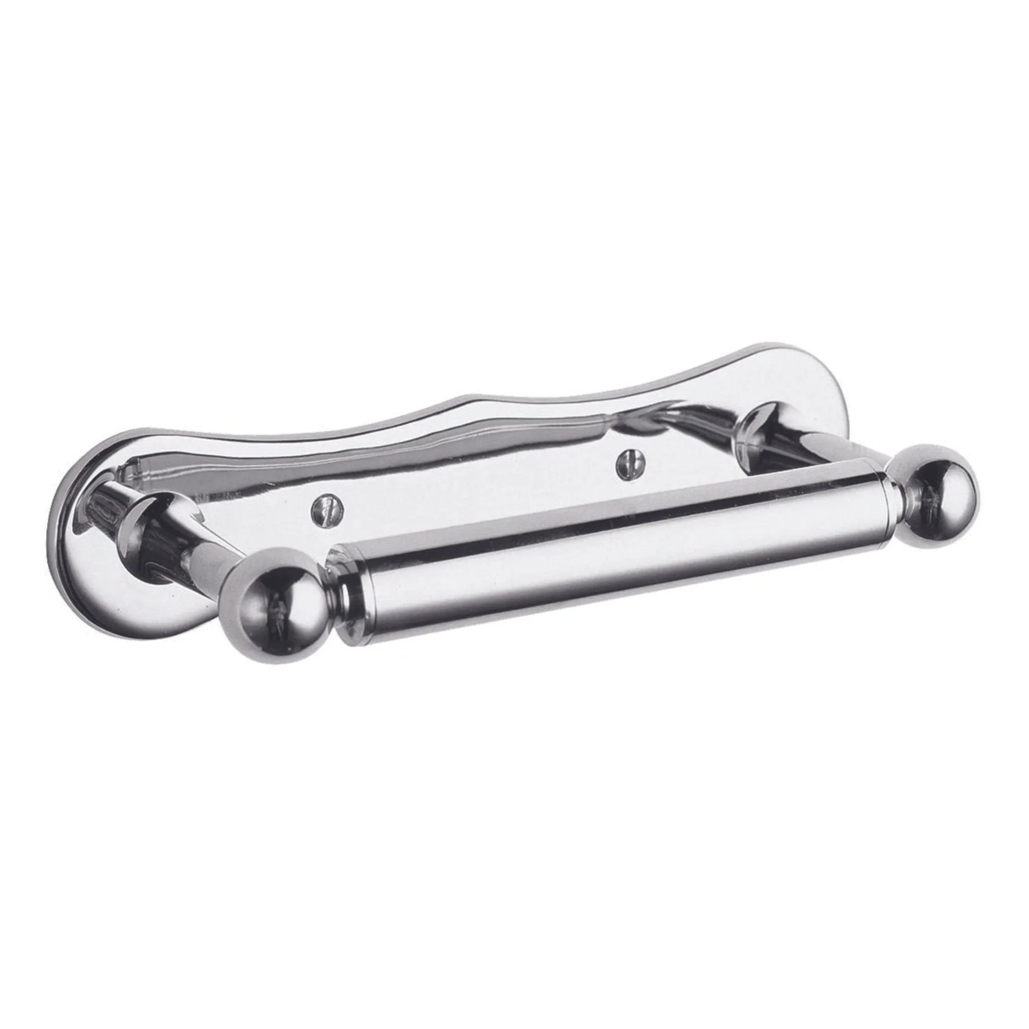 BC Designs Victrion Wall Mounted Dog Bone Brass Toilet Roll Holder, Brushed Chrome