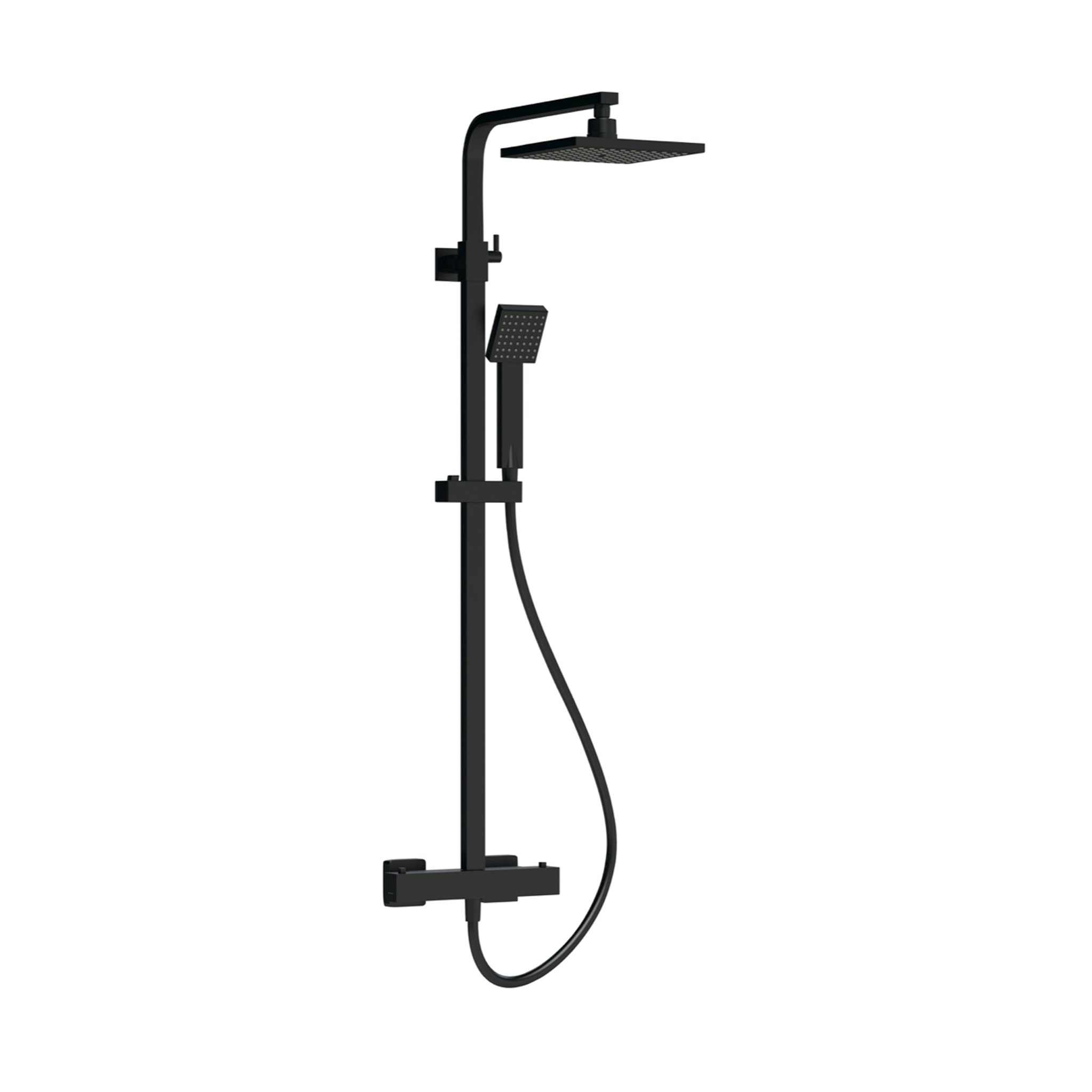 Nuie - Synergy Square Thermostatic Bar Valve & Shower Kit - Matt Black