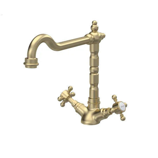 Nuie Kitchen Taps French Classic Mono Sink Mixer Tap Brushed Brass