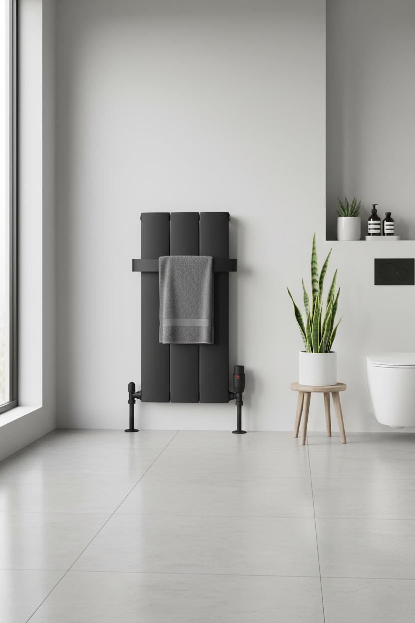 Eastbrook Peretti Matt Black Horizontal Aluminium Radiators - Tradeplumbing