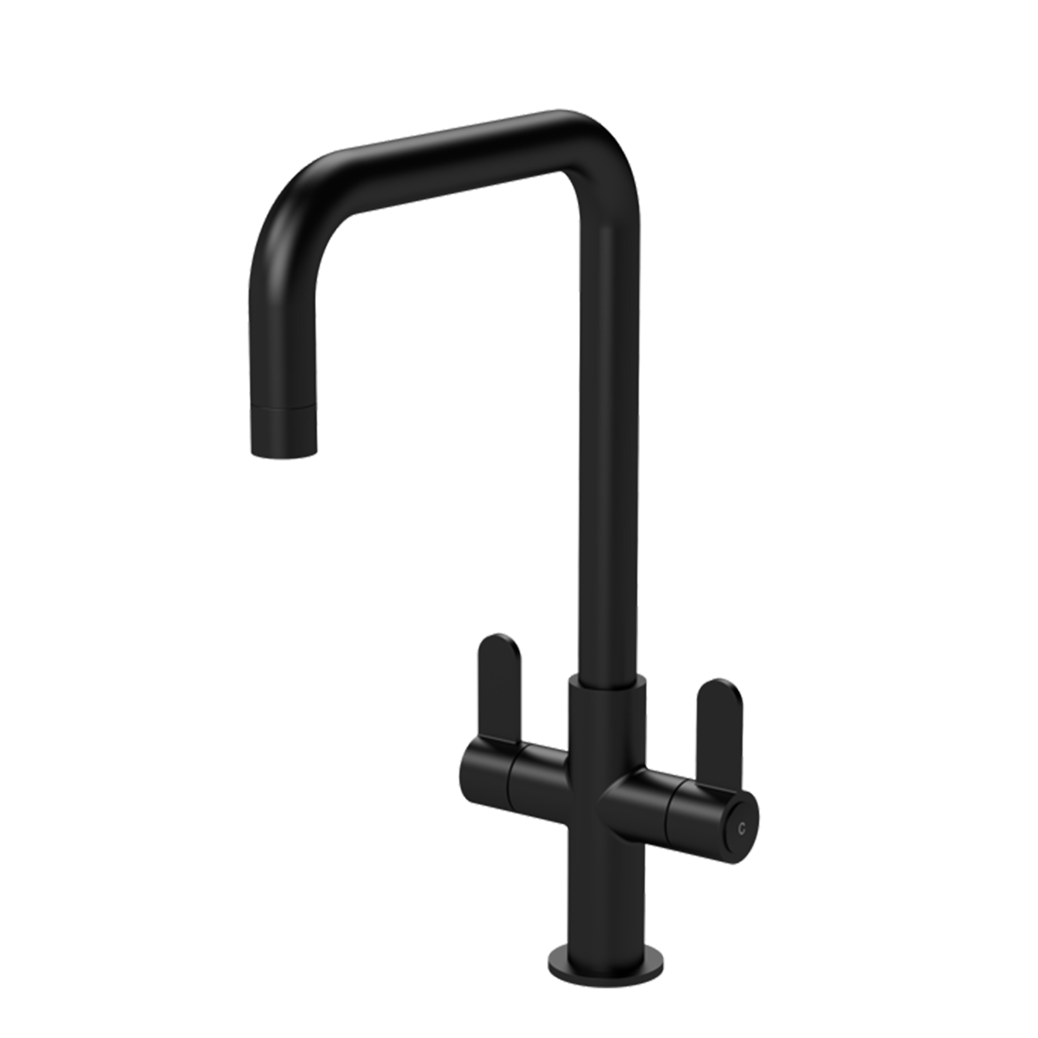 Nuie - Kosi Mono Basin Twin Lever Square Basin Tap & Rinser - Matt Black
