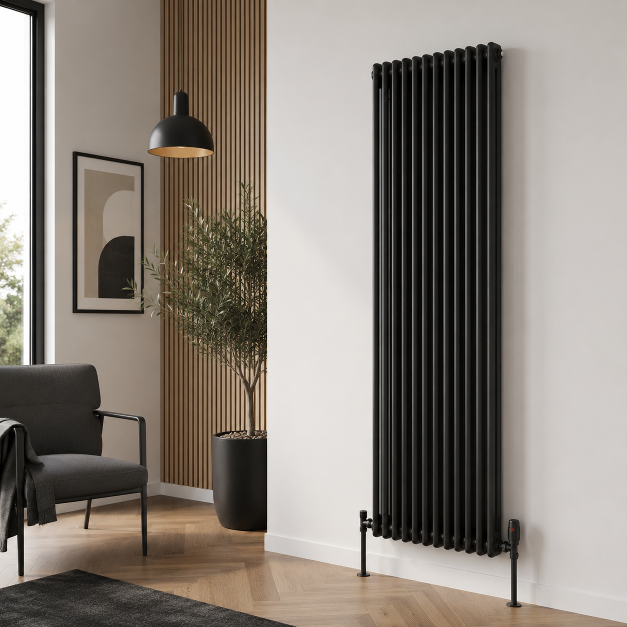 Traderad- Paragon 2&3 Vertical Column Radiator - Black