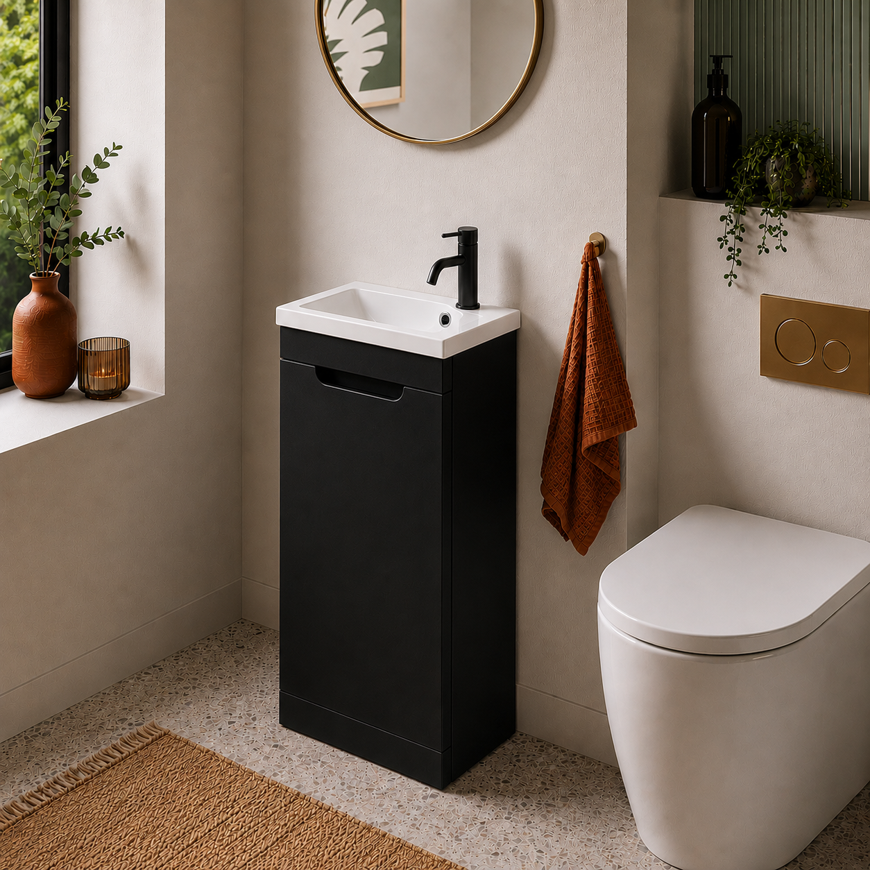 Tailored Bathrooms - Acerra 400mm Cloakroom Vanity & Basin - Silk Black