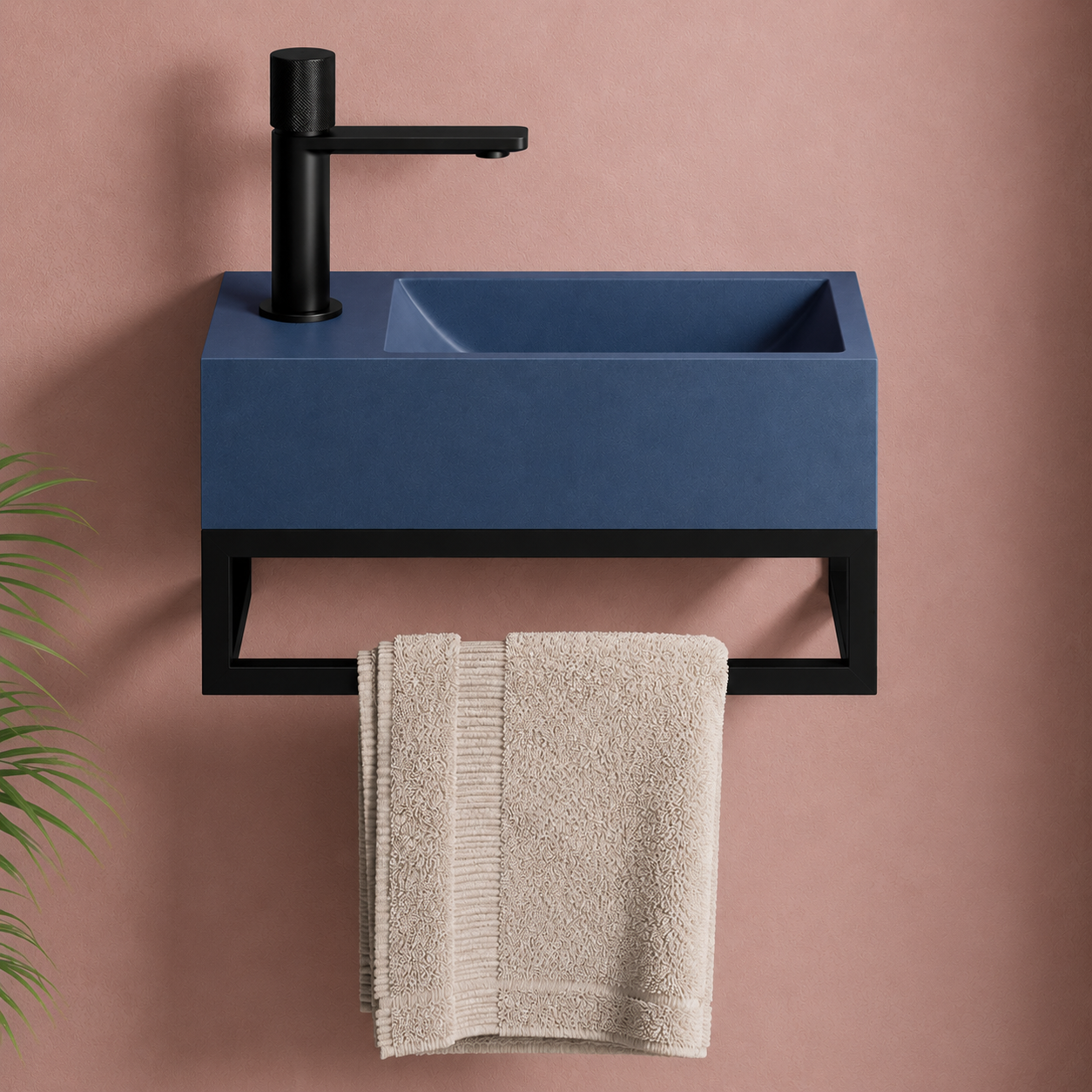 Hib - Entero Concrete Vessel Basin - Cobalt Blue