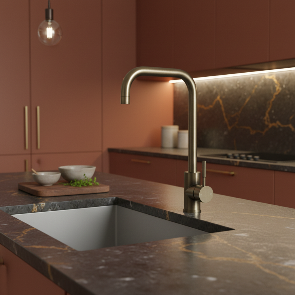 Bronze Tap in Kitchen Setting