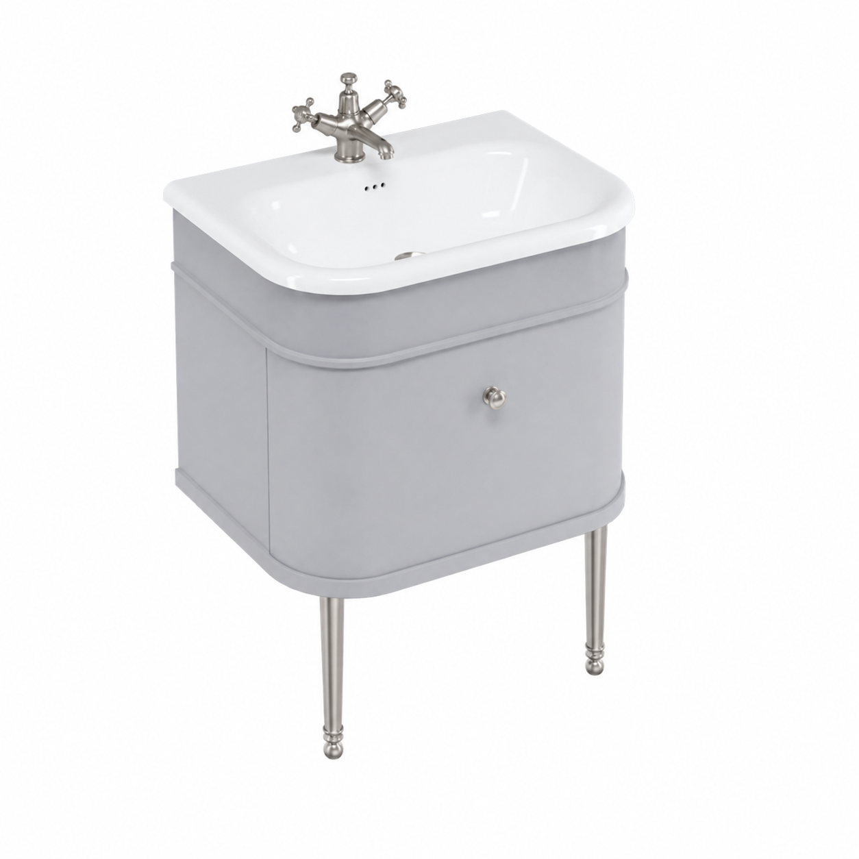 Burlington - Chalfont 650mm Single Drawer Unit with Natural Stone Roll Top Basin- Classic Grey