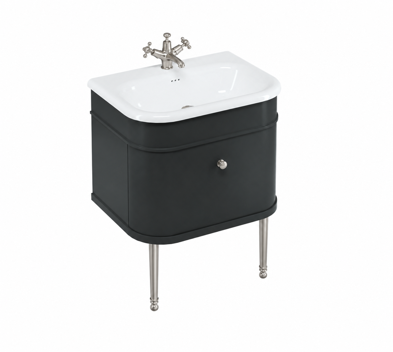 Burlington - Chalfont 650mm Single Drawer Unit with Natural Stone Roll Top Basin - Blue