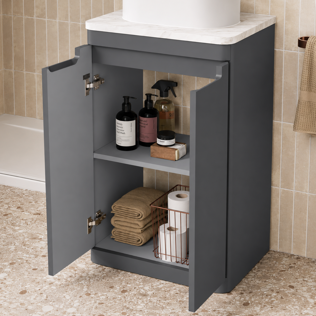 Hib - Camber Compact Floor Standing Vanity Unit - Matt Blue