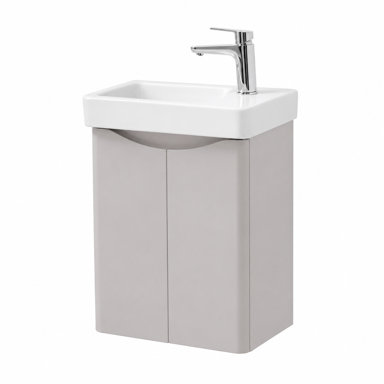 Kartell - Wall Mounted Two Door Cloak Cabinet, 500mm x 290mm and Cayo Cloak Ceramic Basin
