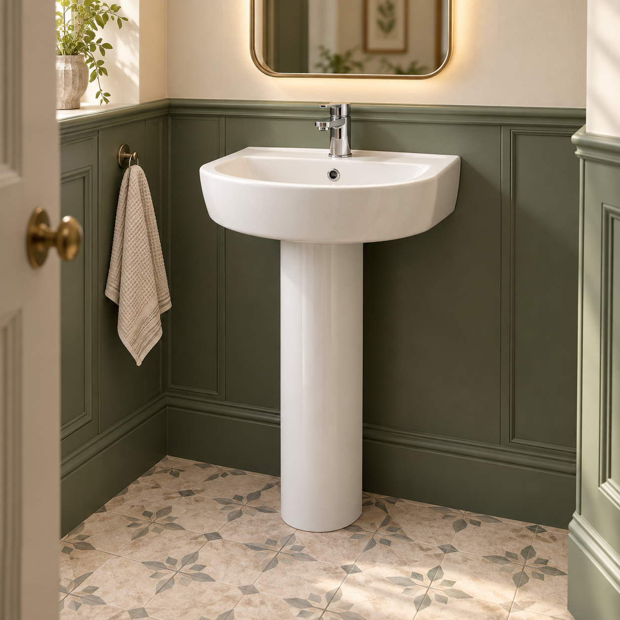 Nuie Provost 1 Tap Hole 520mm Ceramic Basin & Pedestal