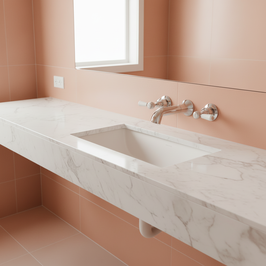 Chrome wall-mounted tap with warm wall