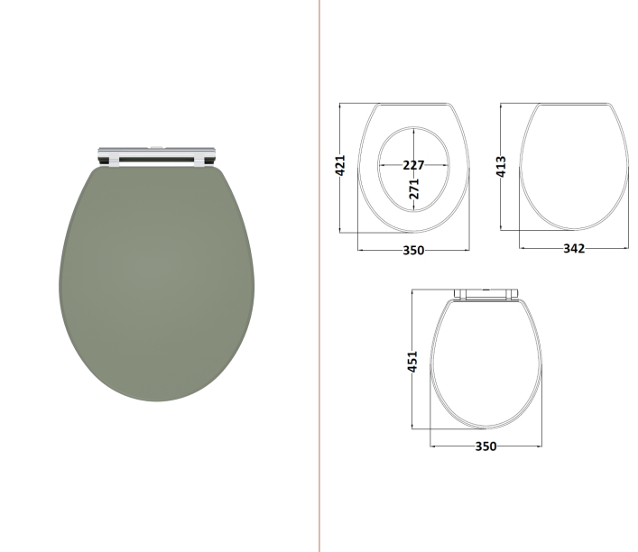 Classique / Soft Close Wooden Toilet Seat Satin green