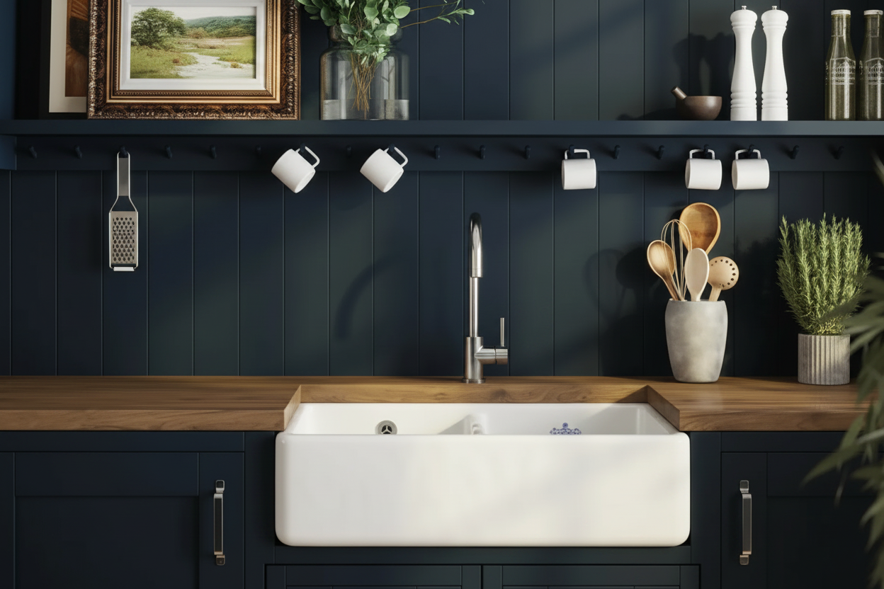 Close-up Butler Sink Kitchen