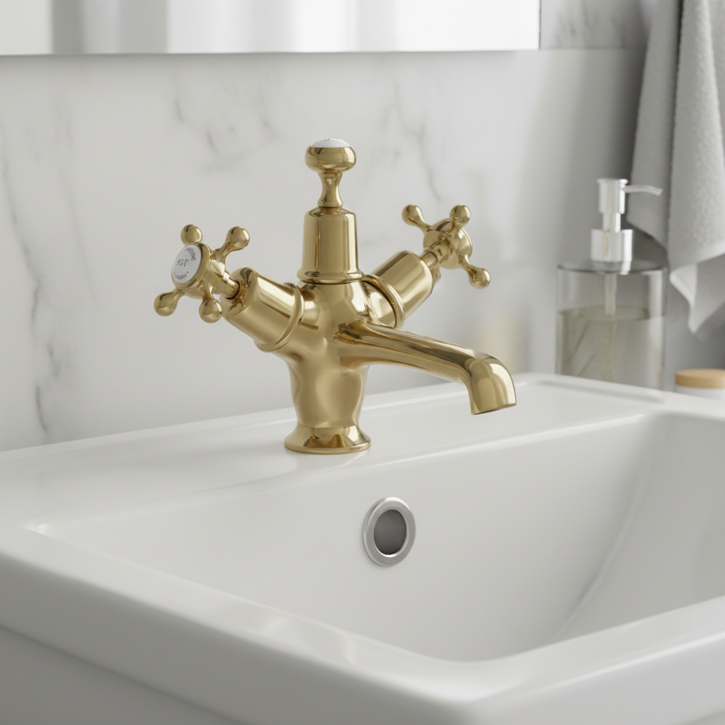 Close-up of gold tap