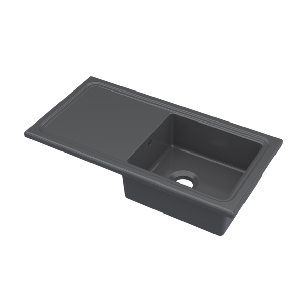 Nuie Fireclay Sinks  Counter Top Sink Single Bowl 1010x525 Matt Black