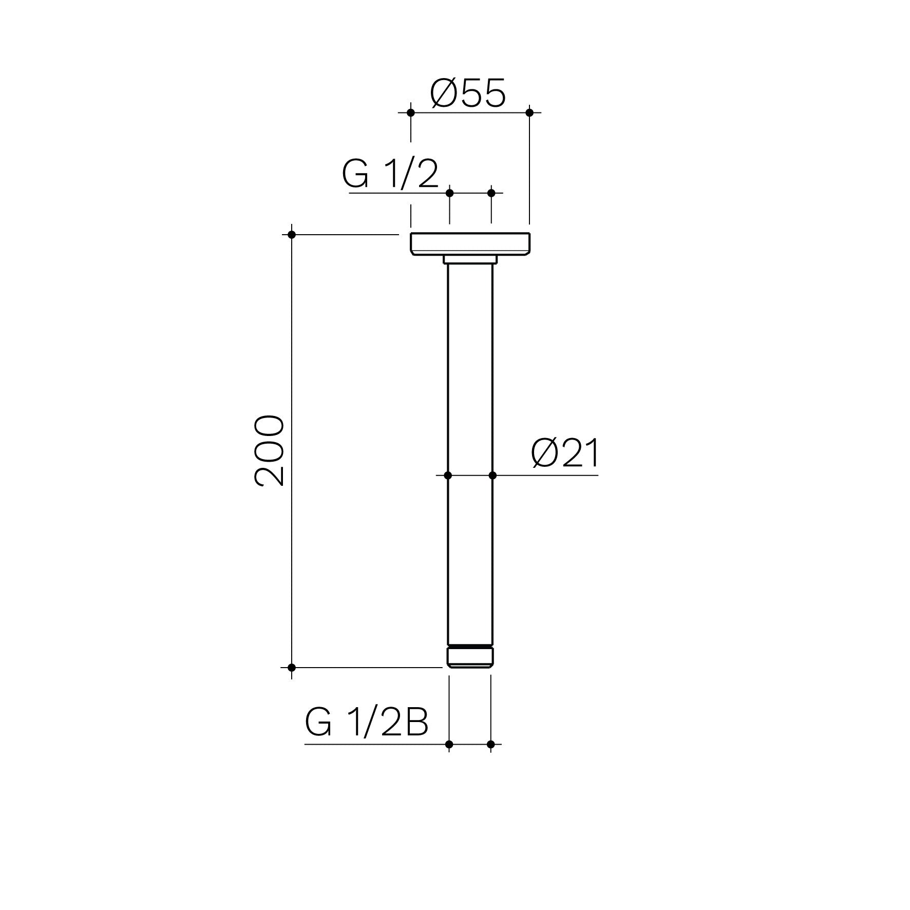 Deva Ceiling Mounted Shower Arm 200mm Length - Chrome