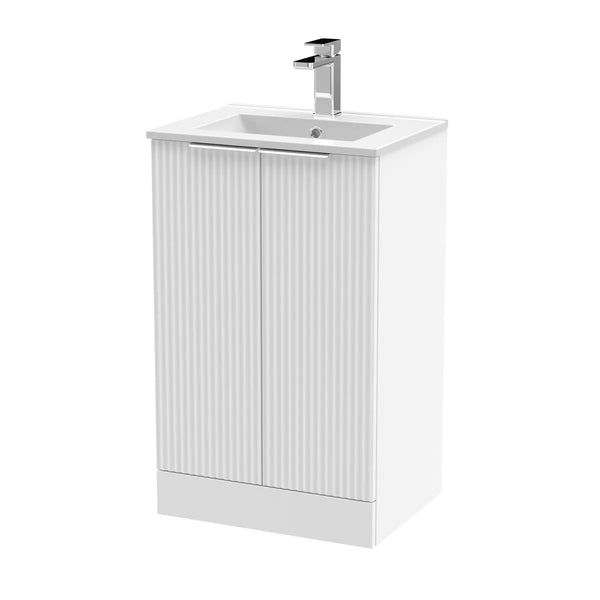 Hudson Reed Fluted 500mm Floor Standing 2 Door Vanity & Basin 2
