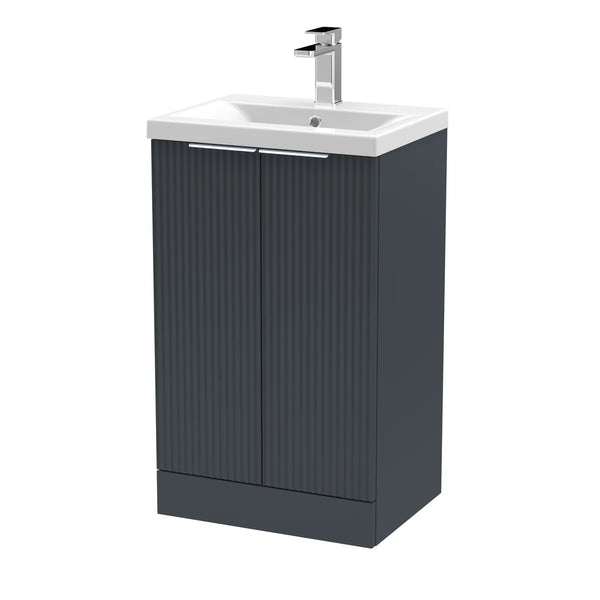 Hudson Reed 500mm Floor Standing 2 Door Vanity & Basin 1 Soft Black