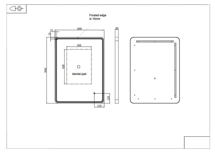 Eastbrook Arno 600x800mm LED mirror black frame
