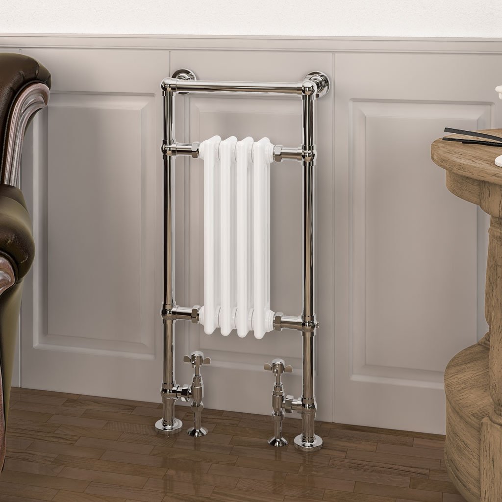 Eastbrook Avon Chrome / Gloss White Traditional Heated Towel Rails
