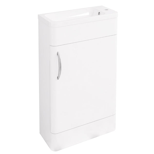 Eastbrook Cavone Modern Luxurious Curved Single Door Base Unit 50cm, High Gloss White