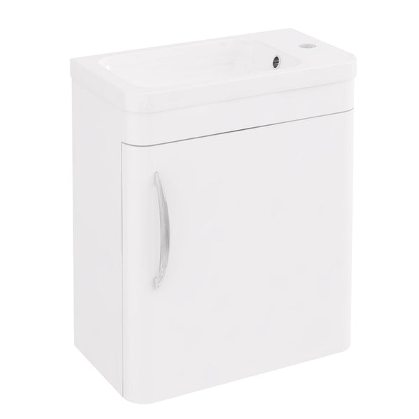 Eastbrook Cavone Modern Luxurious Curved Single Door Wall Hung Base Unit 40cm, High Gloss White