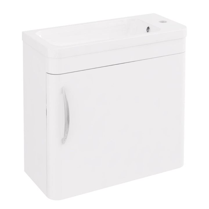 Eastbrook Cavone Modern Luxurious Curved Single Door Wall Hung Unit 50cm, High Gloss White