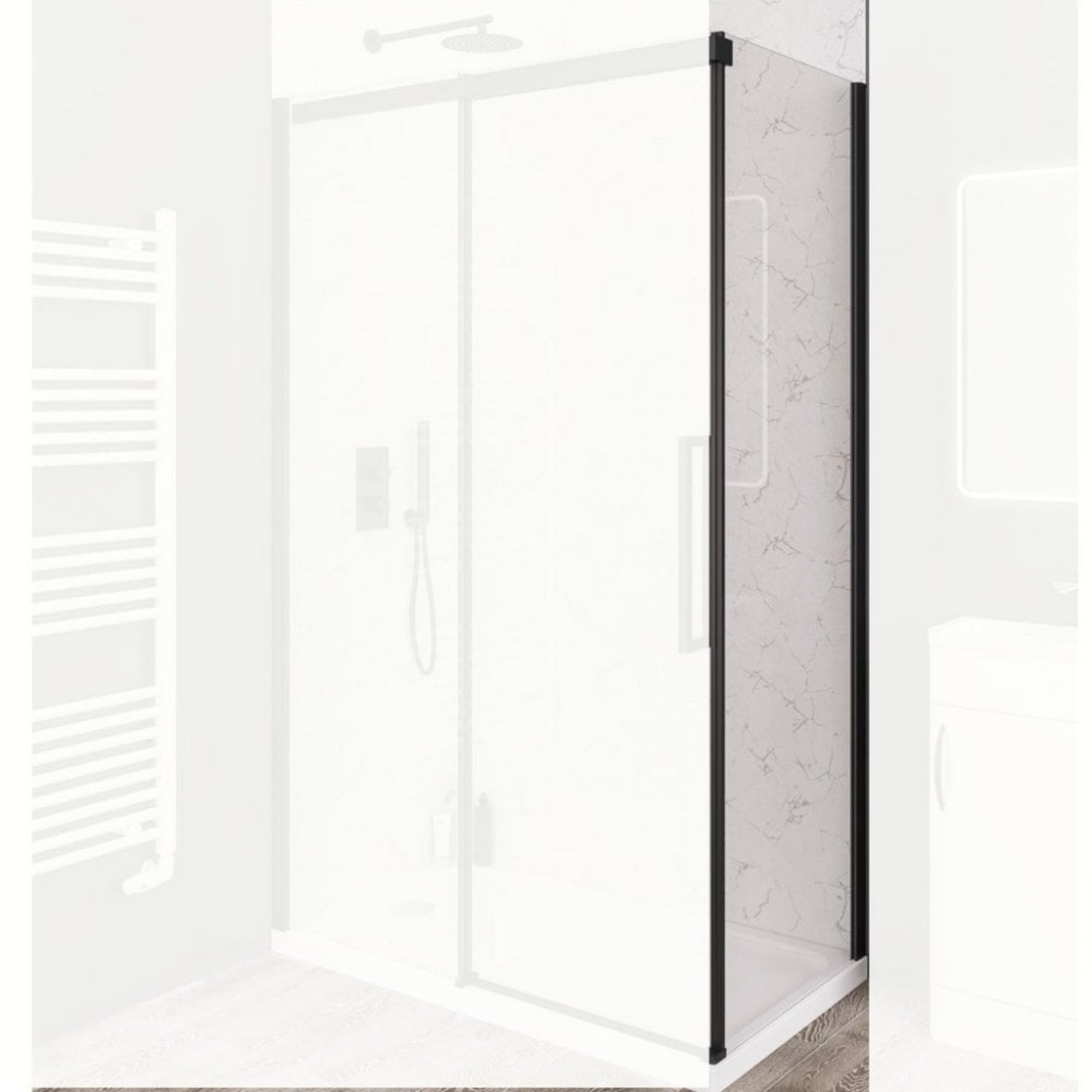 Eastbrook Corniche 2000 8mm Glass Easy Clean Side Panel, 2000mm x 900mm - Chrome