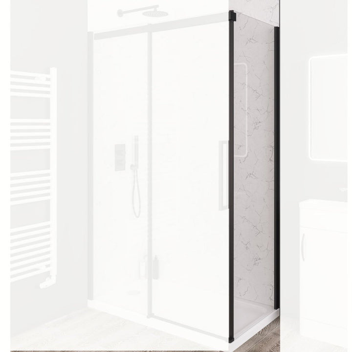 Eastbrook Corniche 2000 8mm Glass Side Panel, 2000mm x 1000mm - Matt Black