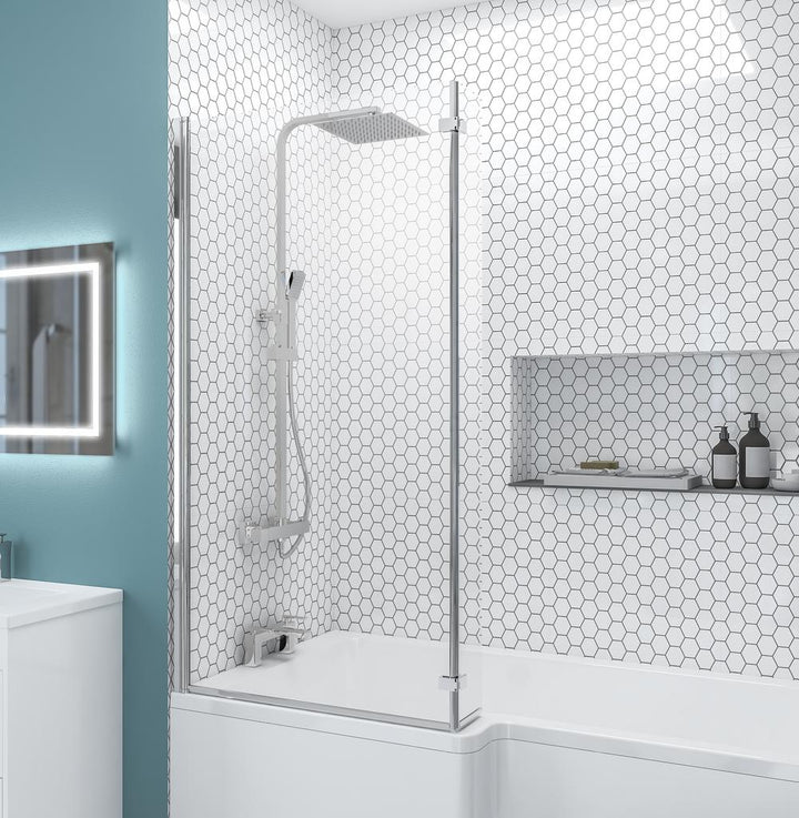 Eastbrook Designer L - Shape Left - Hand Bath Screen, Chrome