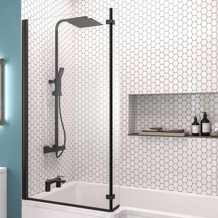 Eastbrook Designer L - Shape Left - Hand Bath Screen, Matt Black