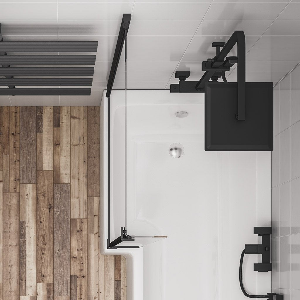 Eastbrook Designer L - Shape Left - Hand Bath Screen, Matt Black