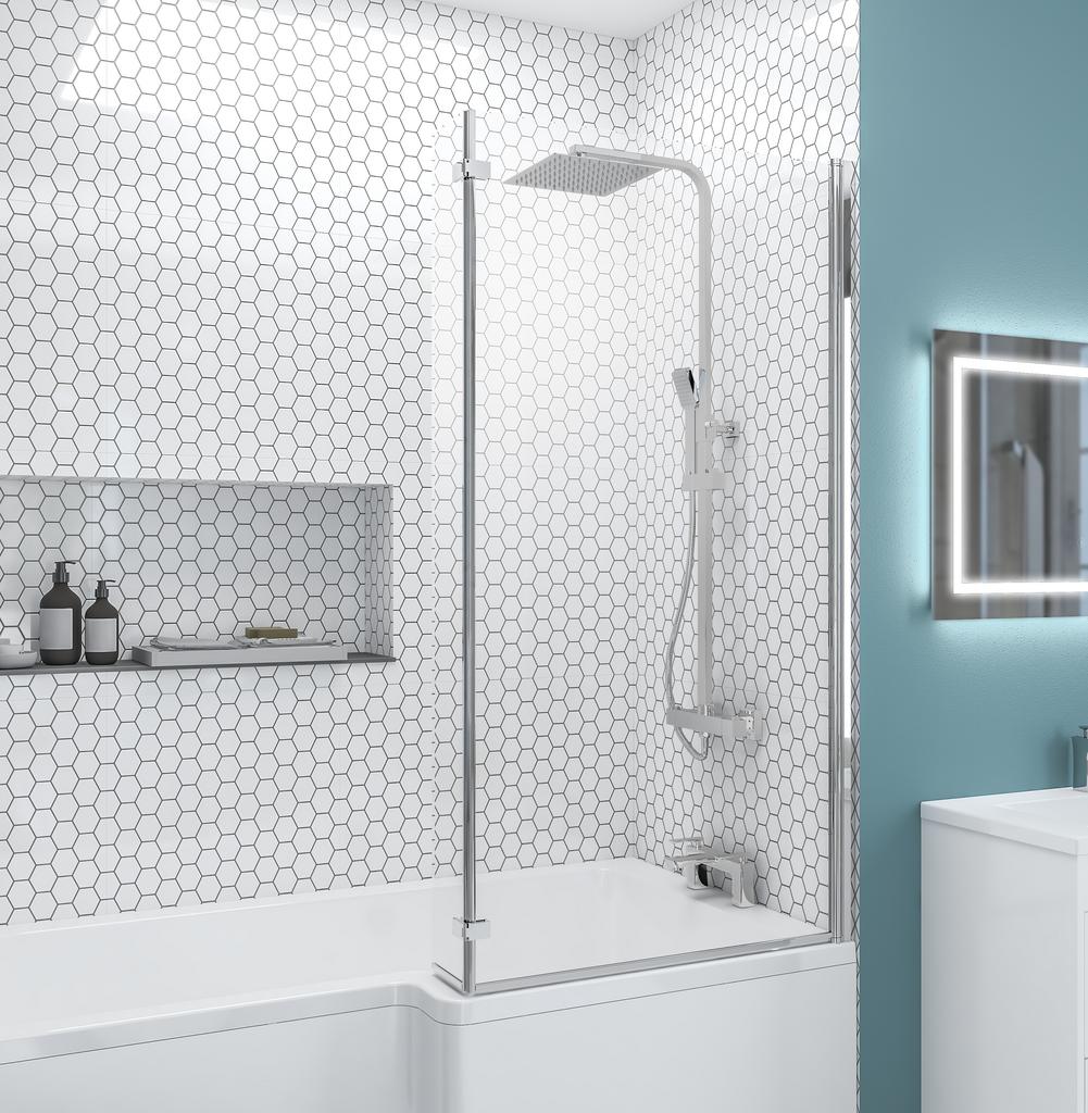 Eastbrook Designer L - Shape Right - Hand Bath Screen, Chrome