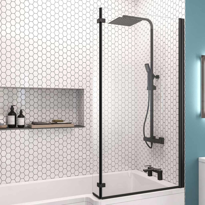 Eastbrook Designer L - Shape Right - Hand Bath Screen, Matt Black